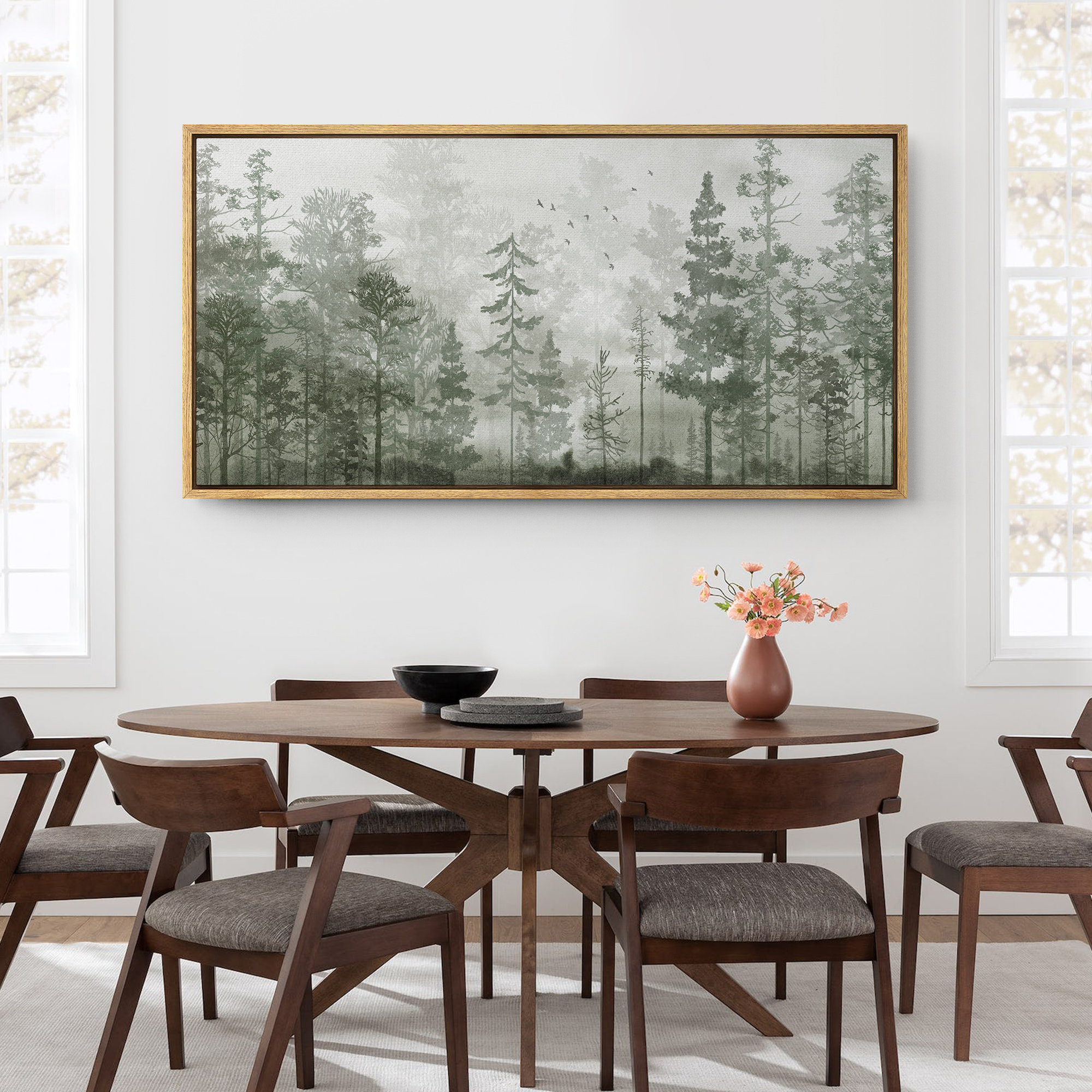 Abstract Green Forest Trees framed art suitable for a kid’s room wall grouping